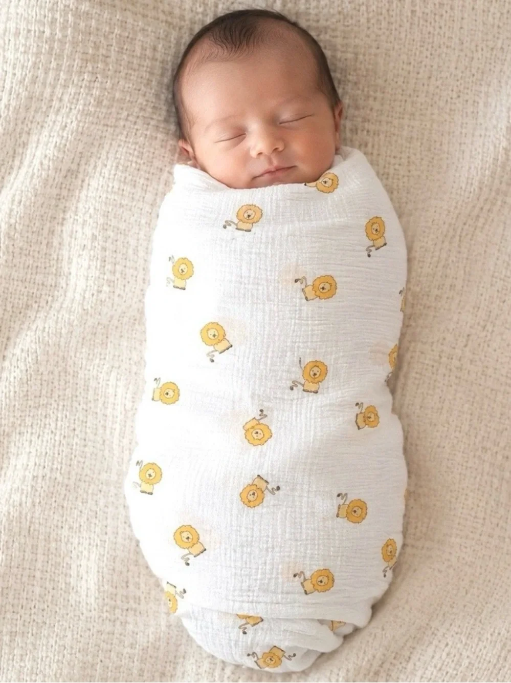 Aden + Anais Cotton Baby Swaddle Blanket with Yellow Lion Print
